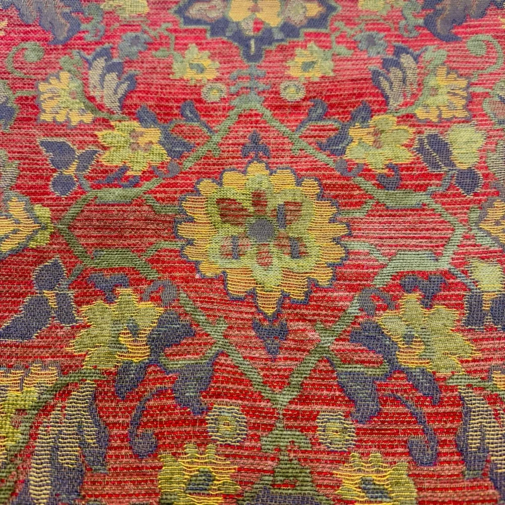THREE Crate & Barrel double sided 22” tapestry throw pillow covers red gold grn